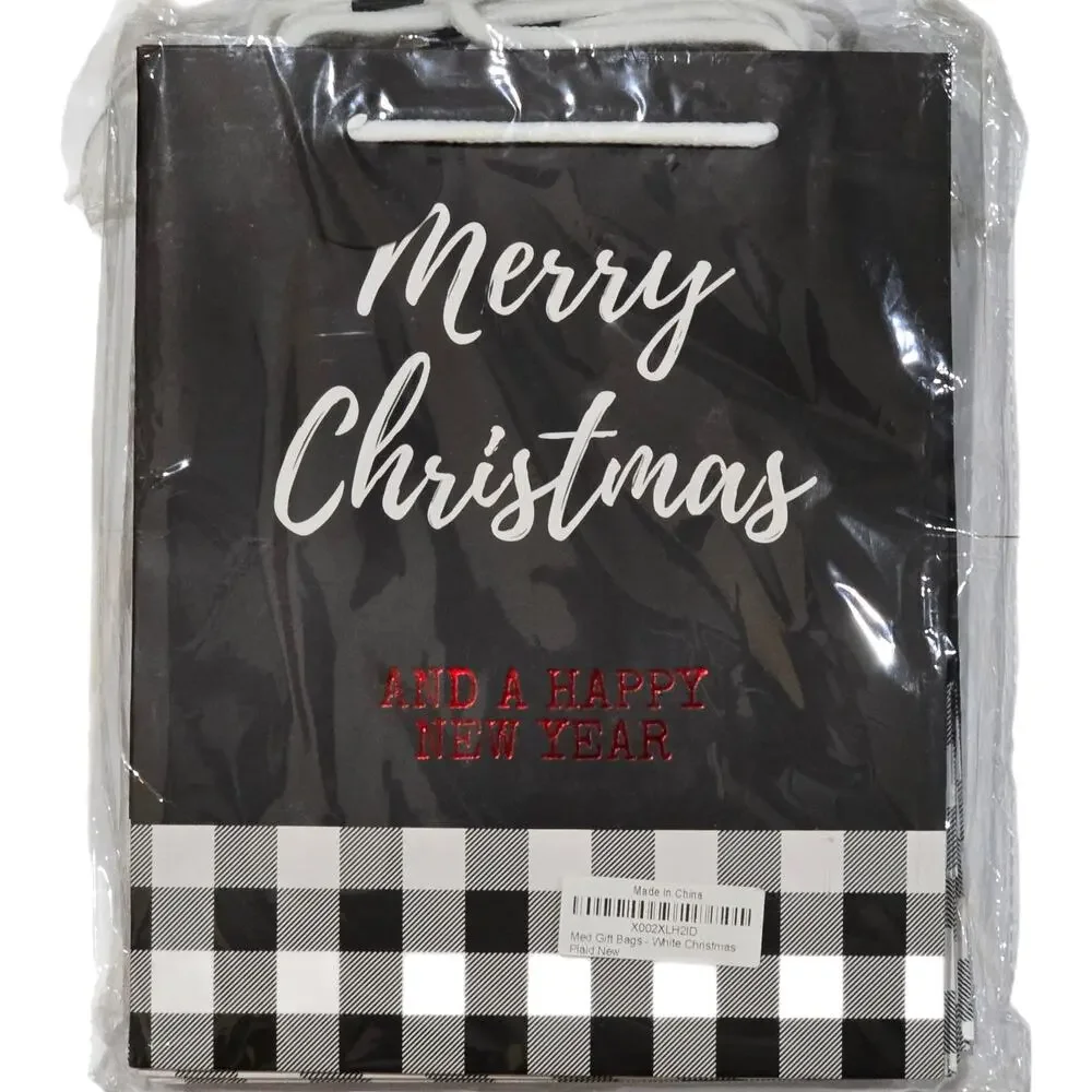 6 Piece Assorted Black and White Christmas Gift Bags 8